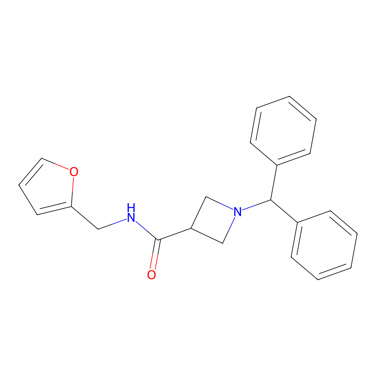 1-benzhydryl-N~3~-(2-furylmethyl)-3-azetanecarboxamide molecular structure, CAS 1081144-75-3