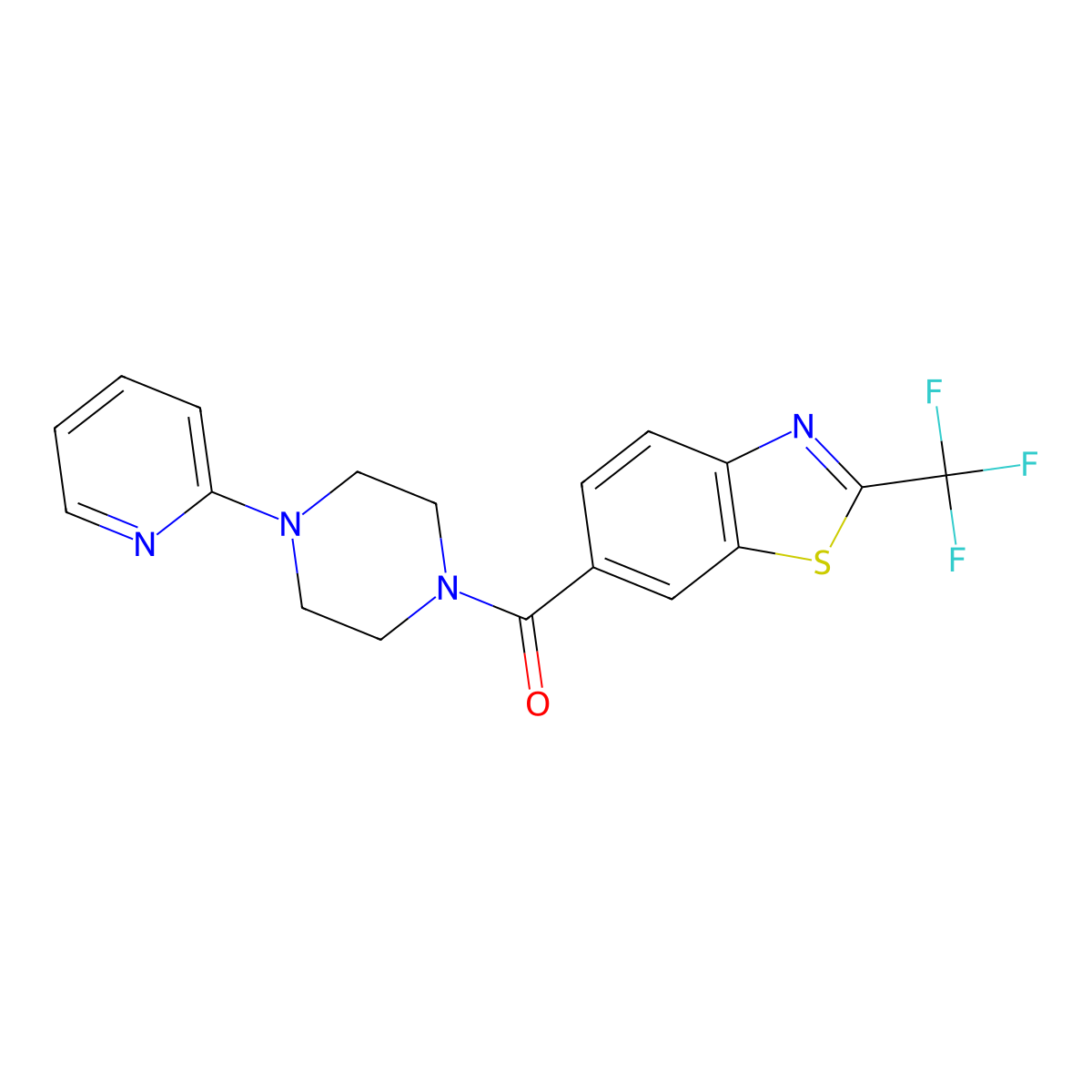 [4-(Pyridin-2-yl)piperazin-1-yl][2-(trifluoromethyl)-1,3-benzothiazol-6-yl]methanone molecular structure, CAS 1081144-95-7