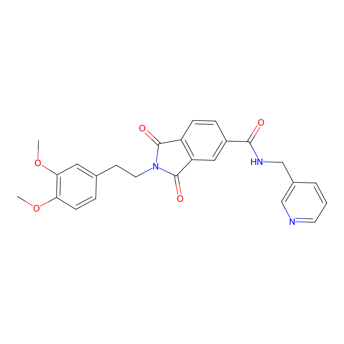 2-[2-(3,4-dimethoxyphenyl)ethyl]-1,3-dioxo-N-(pyridin-3-ylmethyl)-2,3-dihydro-1H-isoindole-5-carboxamide molecular structure, CAS 1081145-32-5