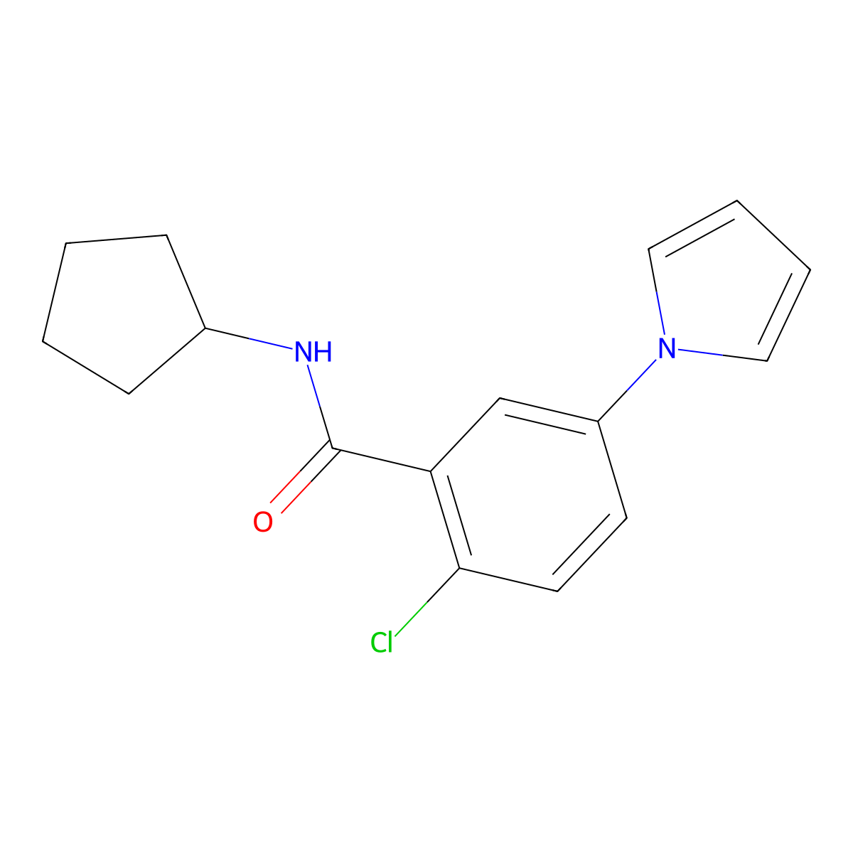 2-chloro-N-cyclopentyl-5-(1H-pyrrol-1-yl)benzamide molecular structure, CAS 1081145-61-0