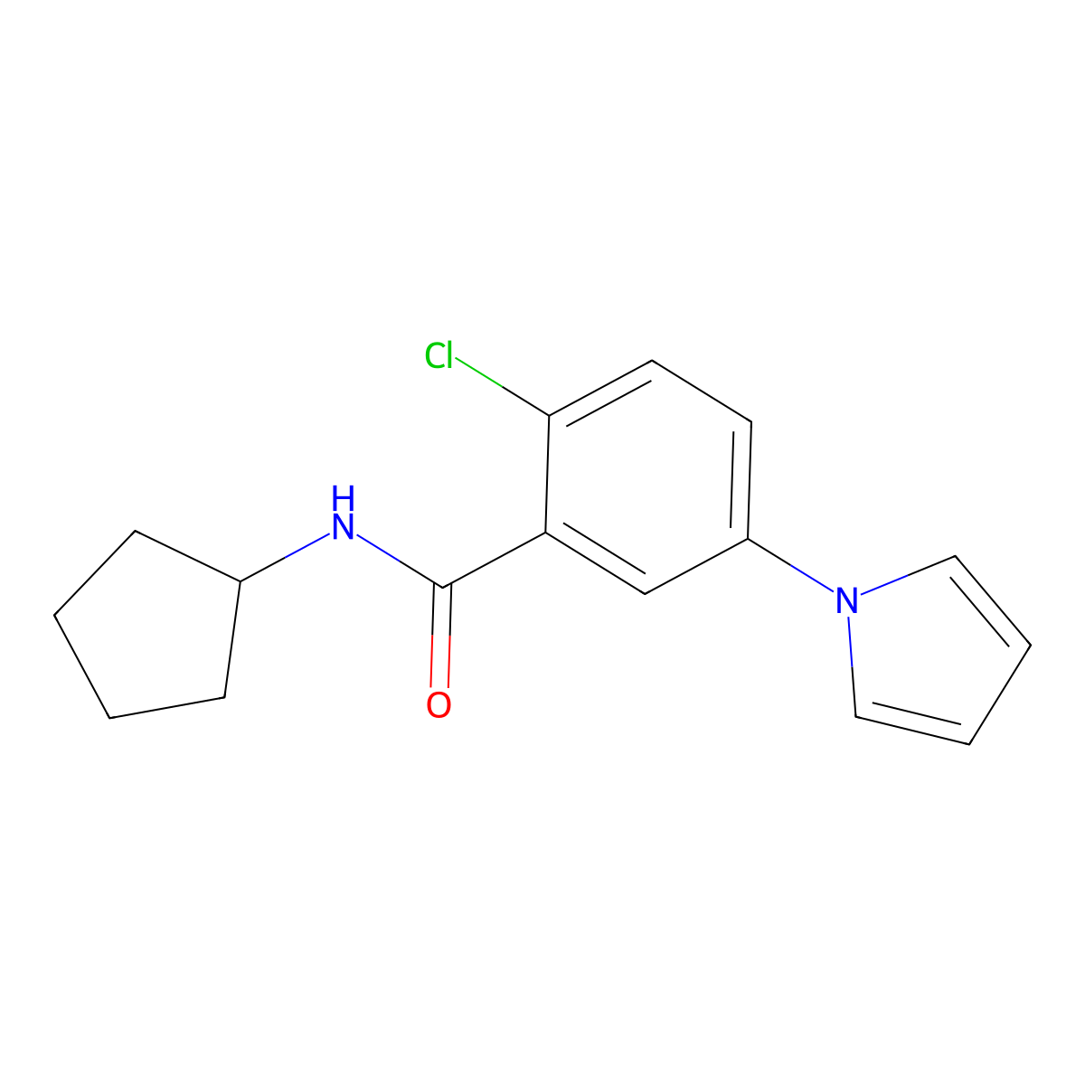 2-chloro-N-cyclopentyl-5-(1H-pyrrol-1-yl)benzamide molecular structure, CAS 1081145-61-0