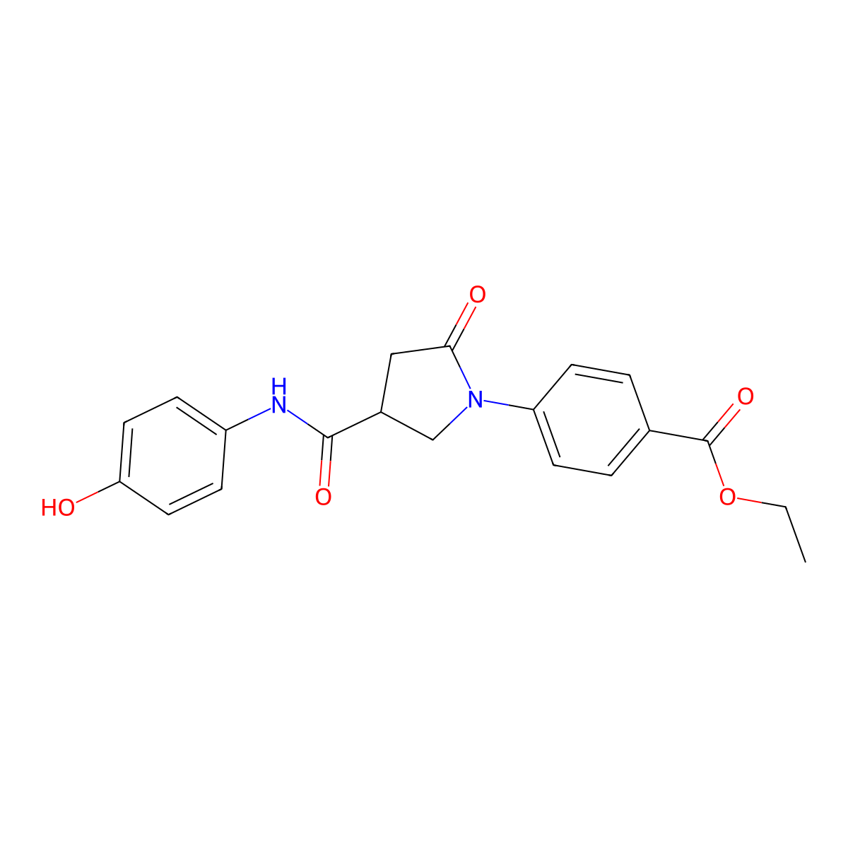 Ethyl 4-{4-[(4-hydroxyphenyl)carbamoyl]-2-oxopyrrolidin-1-yl}benzoate molecular structure, CAS 1081145-64-3