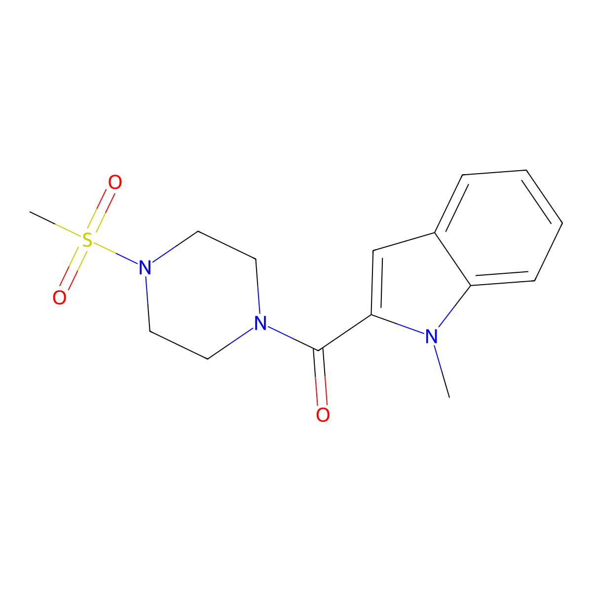 (1-methyl-1H-indol-2-yl)[4-(methylsulfonyl)piperazin-1-yl]methanone molecular structure, CAS 1081145-68-7