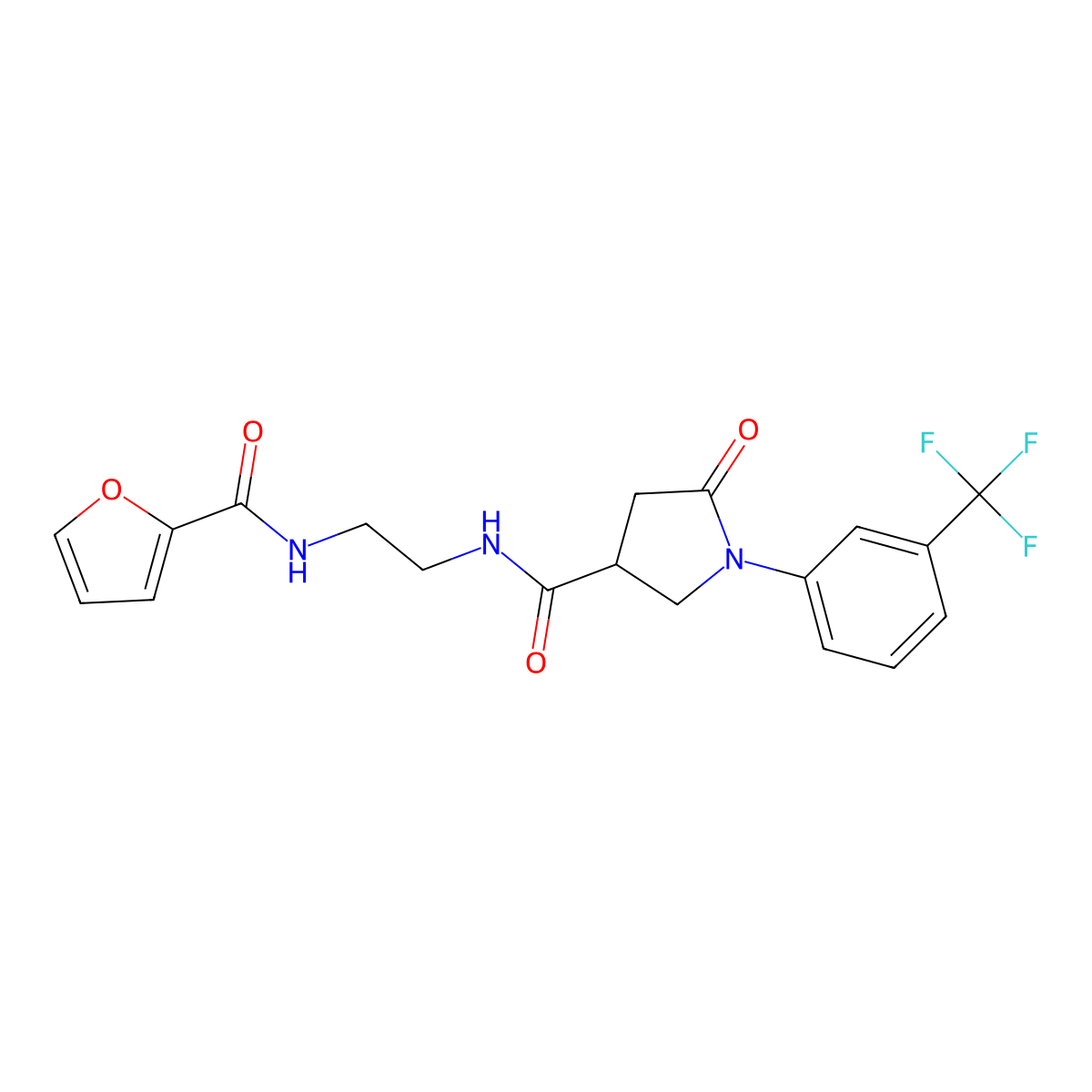 N-{2-[(furan-2-ylcarbonyl)amino]ethyl}-5-oxo-1-[3-(trifluoromethyl)phenyl]pyrrolidine-3-carboxamide molecular structure, CAS 1081145-76-7