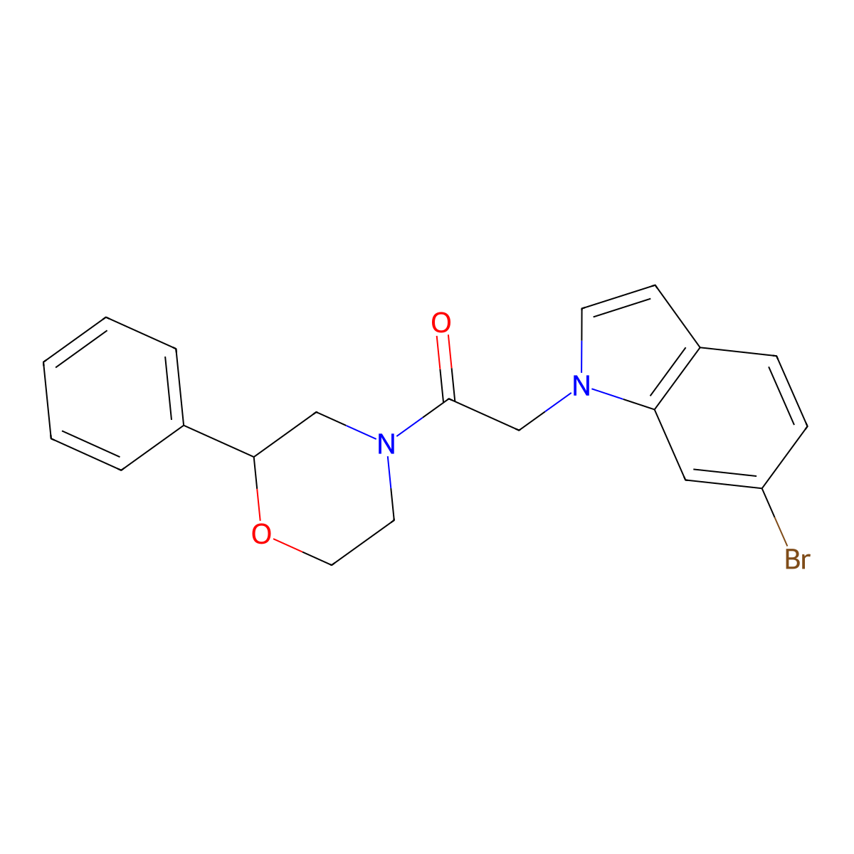 2-(6-bromo-1H-indol-1-yl)-1-(2-phenylmorpholin-4-yl)ethanone molecular structure, CAS 1081145-83-6