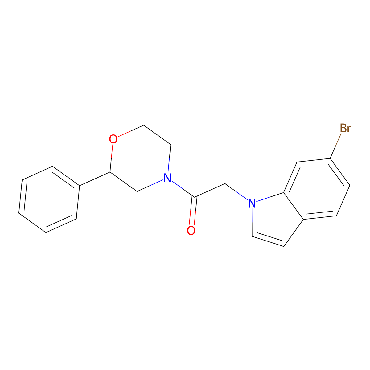 2-(6-bromo-1H-indol-1-yl)-1-(2-phenylmorpholin-4-yl)ethanone molecular structure, CAS 1081145-83-6