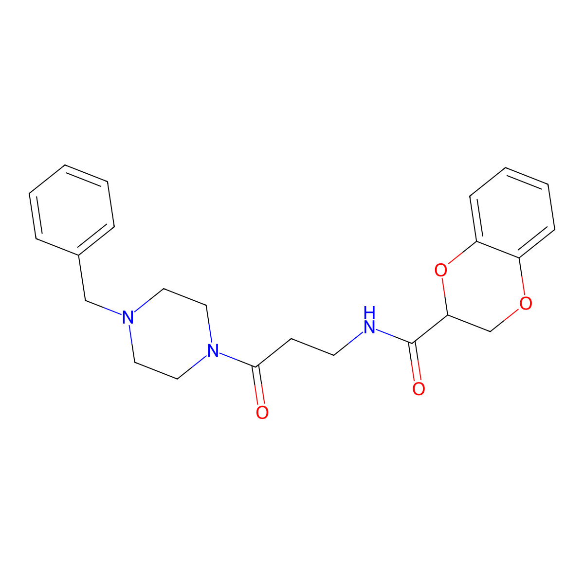 N-[3-(4-benzylpiperazin-1-yl)-3-oxopropyl]-2,3-dihydro-1,4-benzodioxine-2-carboxamide molecular structure, CAS 1081146-02-2