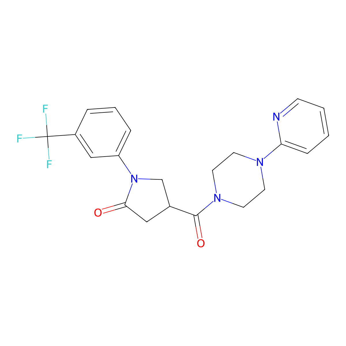 4-{[4-(Pyridin-2-yl)piperazin-1-yl]carbonyl}-1-[3-(trifluoromethyl)phenyl]pyrrolidin-2-one molecular structure, CAS 1081146-35-1