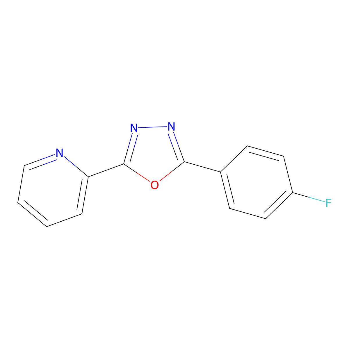 2-(4-Fluorophenyl)-5-(pyridin-2-yl)-1,3,4-oxadiazole molecular structure, CAS 1081146-45-3