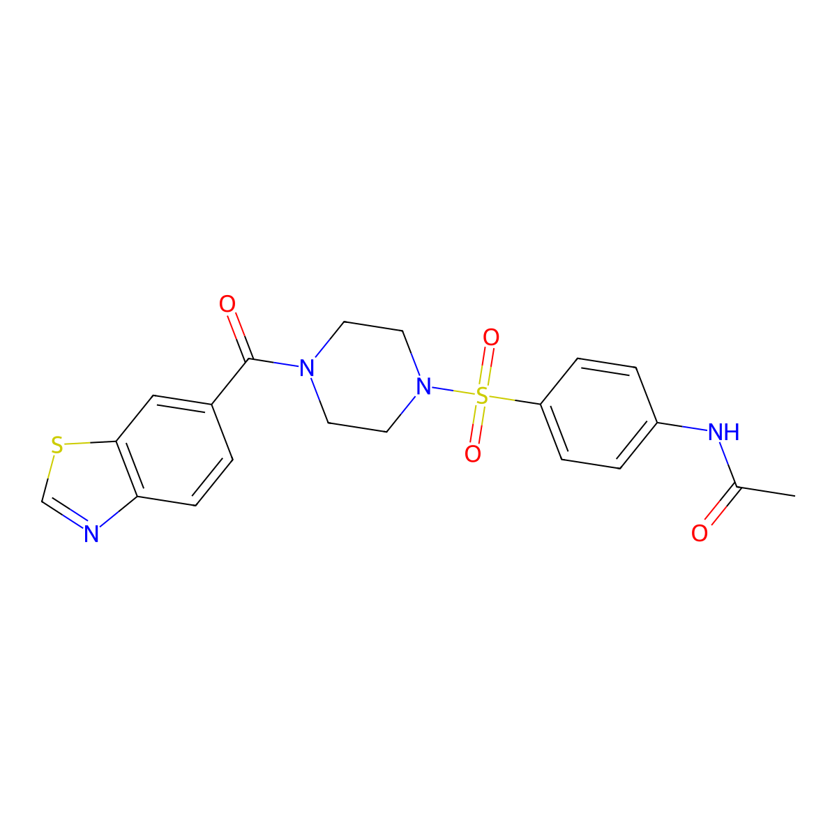 N~1~-(4-{[4-(1,3-benzothiazol-6-ylcarbonyl)piperazino]sulfonyl}phenyl)acetamide molecular structure, CAS 1081146-61-3