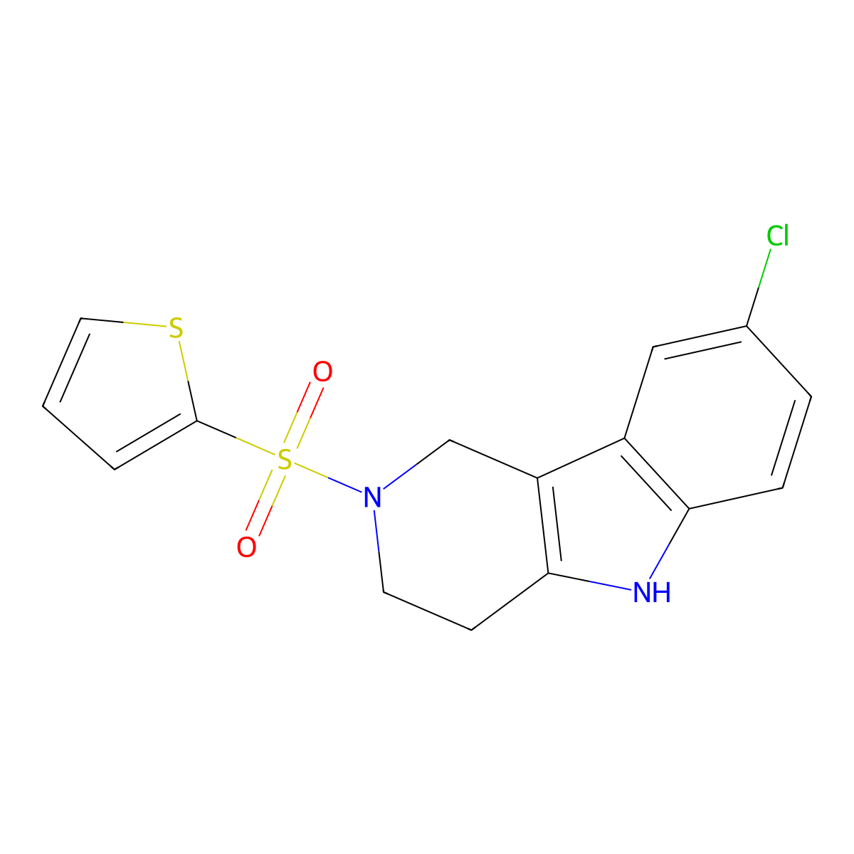 8-chloro-2-(2-thienylsulfonyl)-2,3,4,5-tetrahydro-1H-pyrido[4,3-b]indole molecular structure, CAS 1081146-74-8
