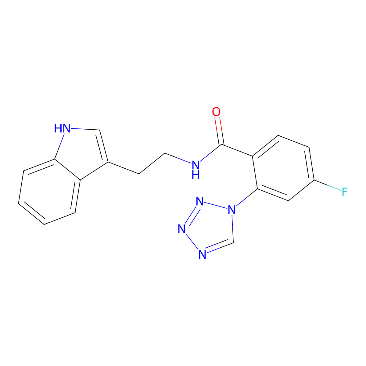 4-fluoro-N~1~-[2-(1H-indol-3-yl)ethyl]-2-(1H-1,2,3,4-tetraazol-1-yl)benzamide molecular structure, CAS 1081146-78-2