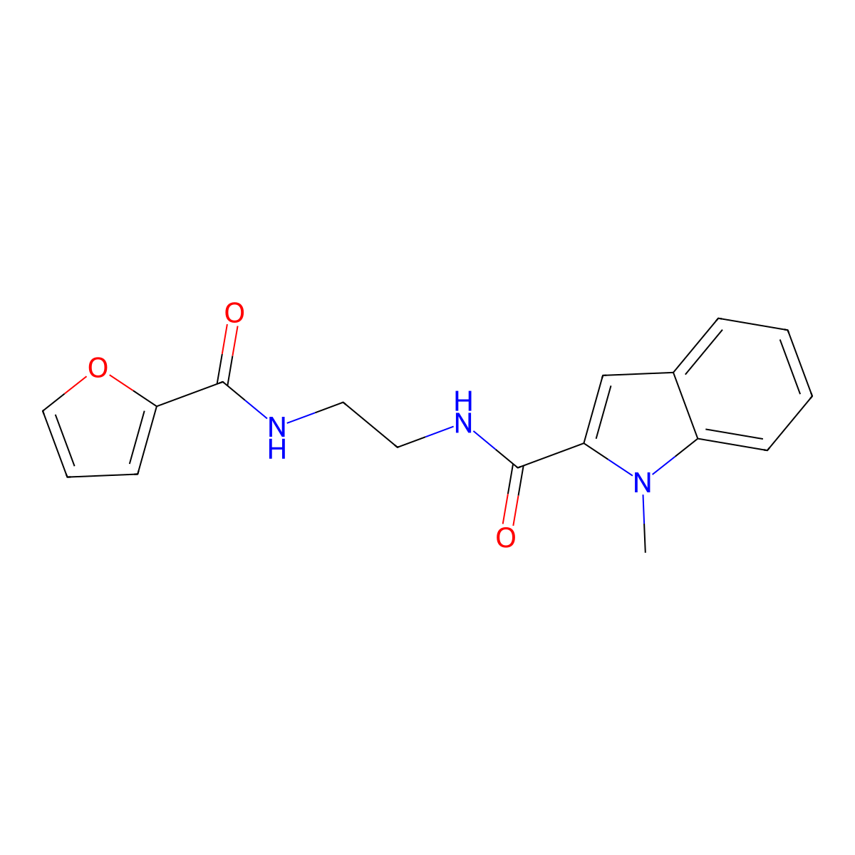 N-{2-[(furan-2-ylcarbonyl)amino]ethyl}-1-methyl-1H-indole-2-carboxamide molecular structure, CAS 1081147-01-4