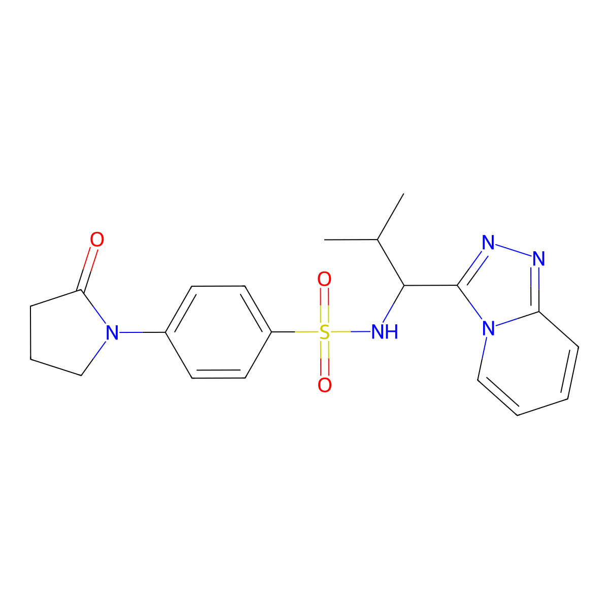 N-[2-methyl-1-([1,2,4]triazolo[4,3-a]pyridin-3-yl)propyl]-4-(2-oxopyrrolidin-1-yl)benzenesulfonamide molecular structure, CAS 1081147-31-0