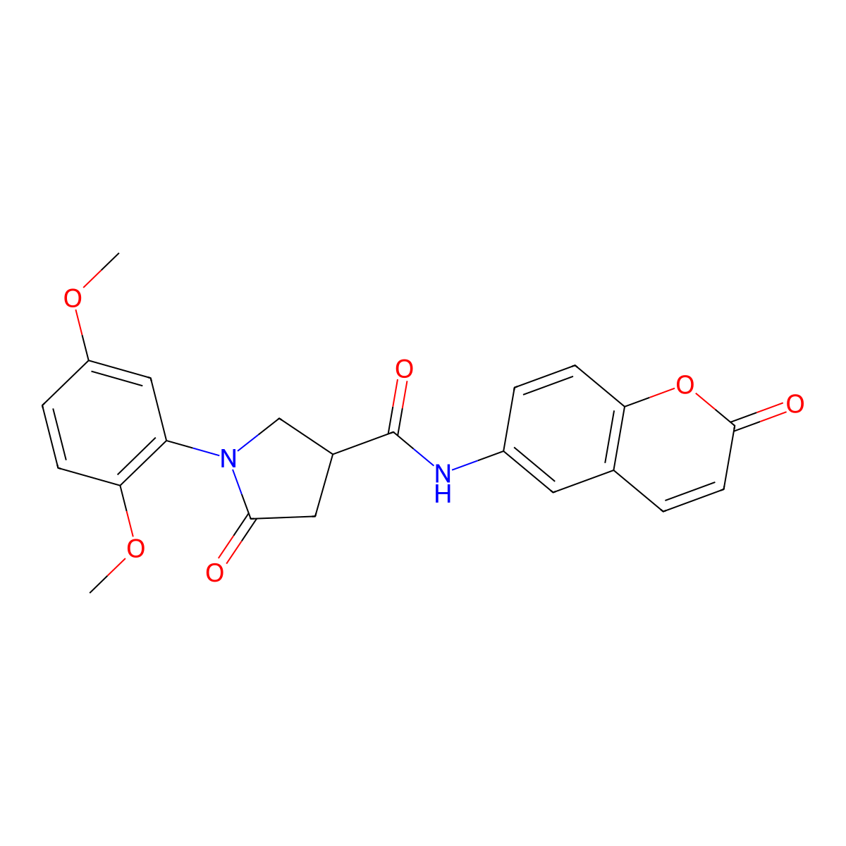 1-(2,5-dimethoxyphenyl)-5-oxo-N-(2-oxo-2H-chromen-6-yl)pyrrolidine-3-carboxamide molecular structure, CAS 1081147-49-0