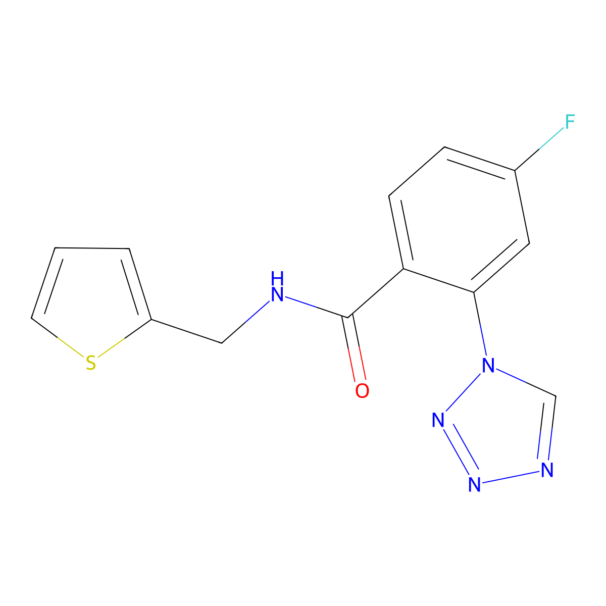 4-fluoro-2-(1H-tetrazol-1-yl)-N-(thiophen-2-ylmethyl)benzamide molecular structure, CAS 1081147-58-1