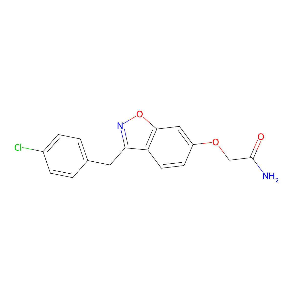 2-{[3-(4-Chlorobenzyl)-1,2-benzoxazol-6-yl]oxy}acetamide molecular structure, CAS 1081147-60-5