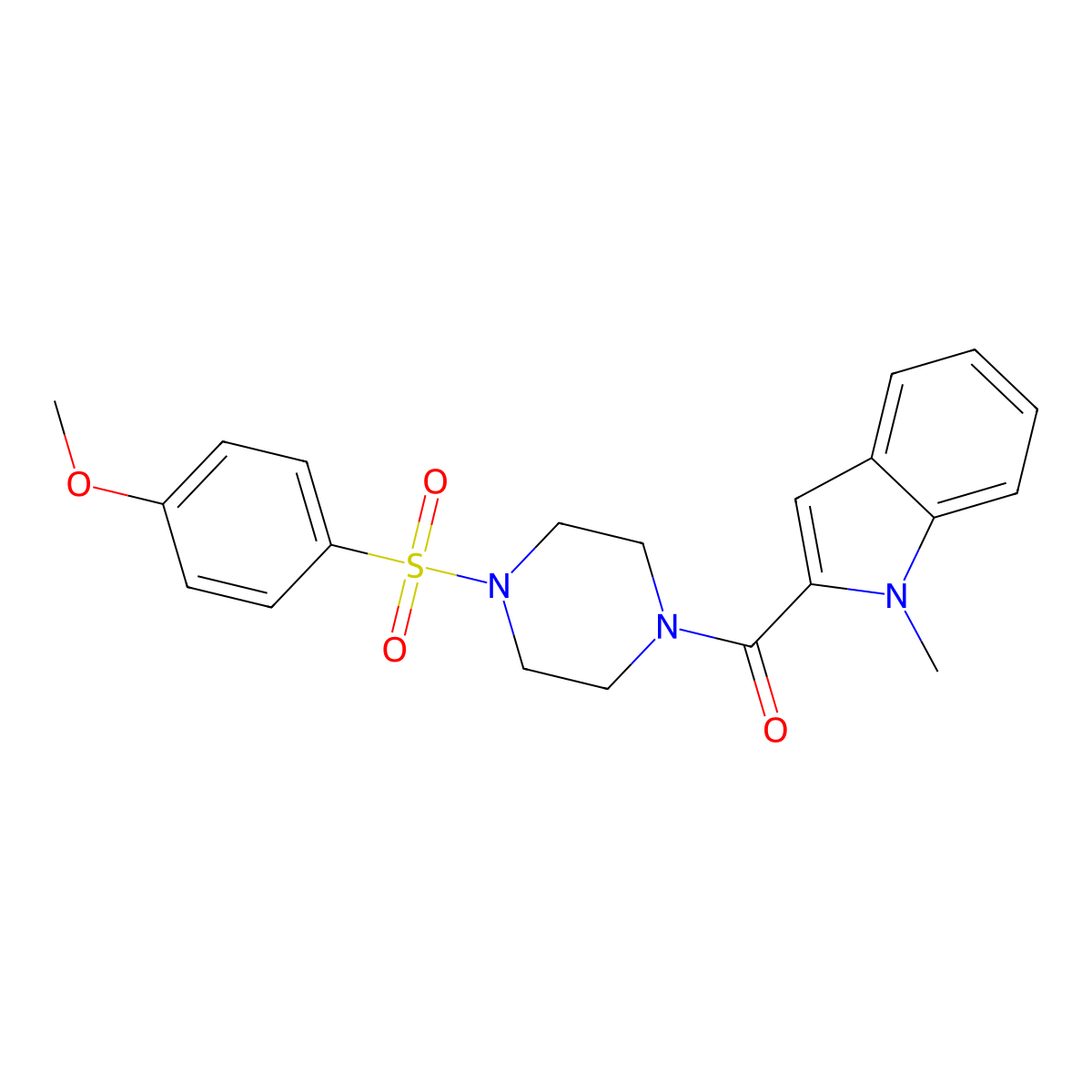 {4-[(4-methoxyphenyl)sulfonyl]piperazin-1-yl}(1-methyl-1H-indol-2-yl)methanone molecular structure, CAS 1081147-63-8