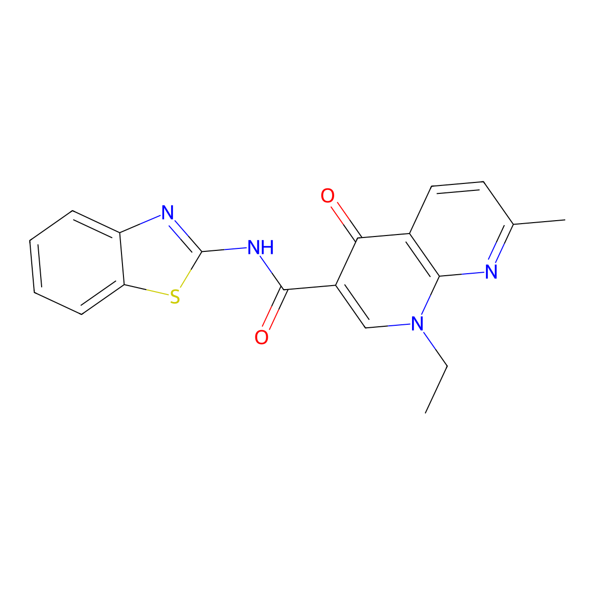 N-[(2E)-1,3-benzothiazol-2(3H)-ylidene]-1-ethyl-7-methyl-4-oxo-1,4-dihydro-1,8-naphthyridine-3-carboxamide molecular structure, CAS 1081147-78-5