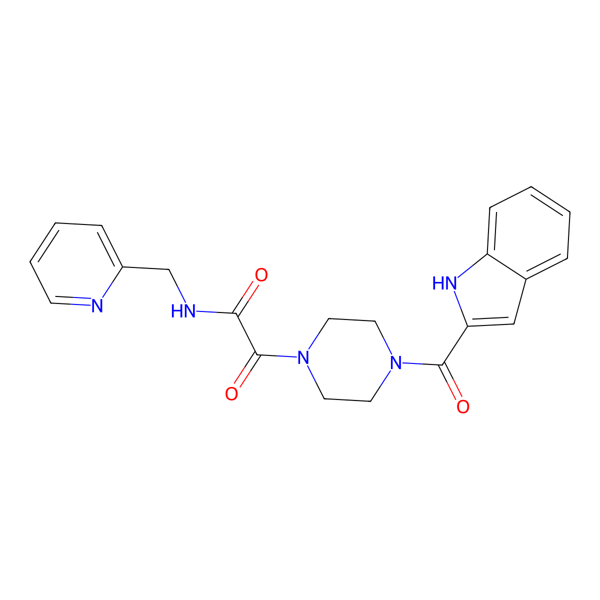 2-[4-(1H-indol-2-ylcarbonyl)piperazin-1-yl]-2-oxo-N-(pyridin-2-ylmethyl)acetamide molecular structure, CAS 1081147-87-6