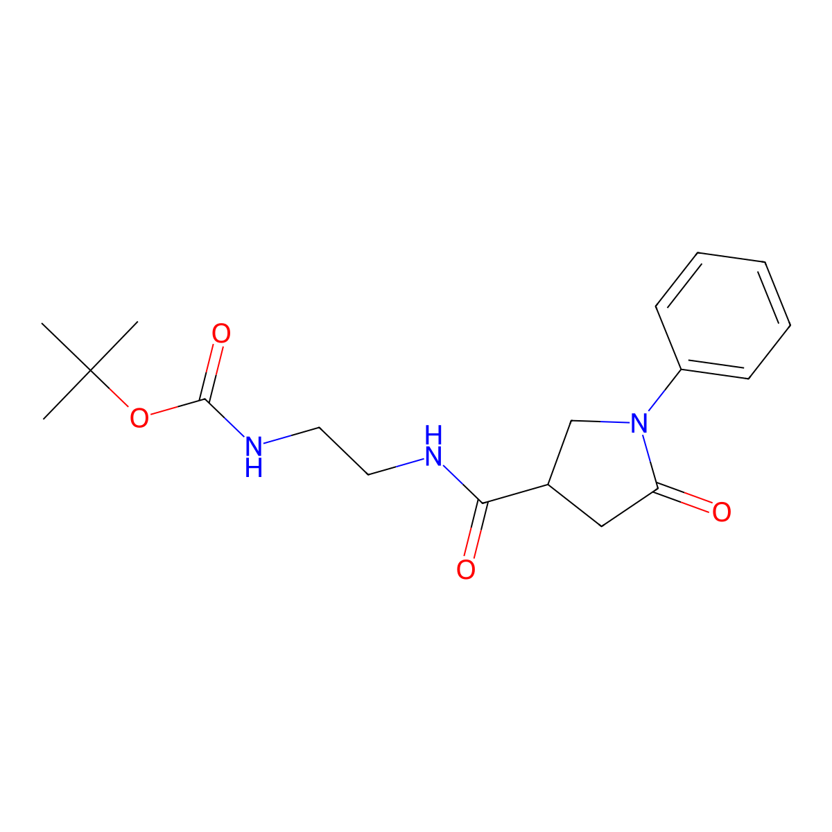 Tert-butyl (2-{[(5-oxo-1-phenylpyrrolidin-3-yl)carbonyl]amino}ethyl)carbamate molecular structure, CAS 1081147-89-8