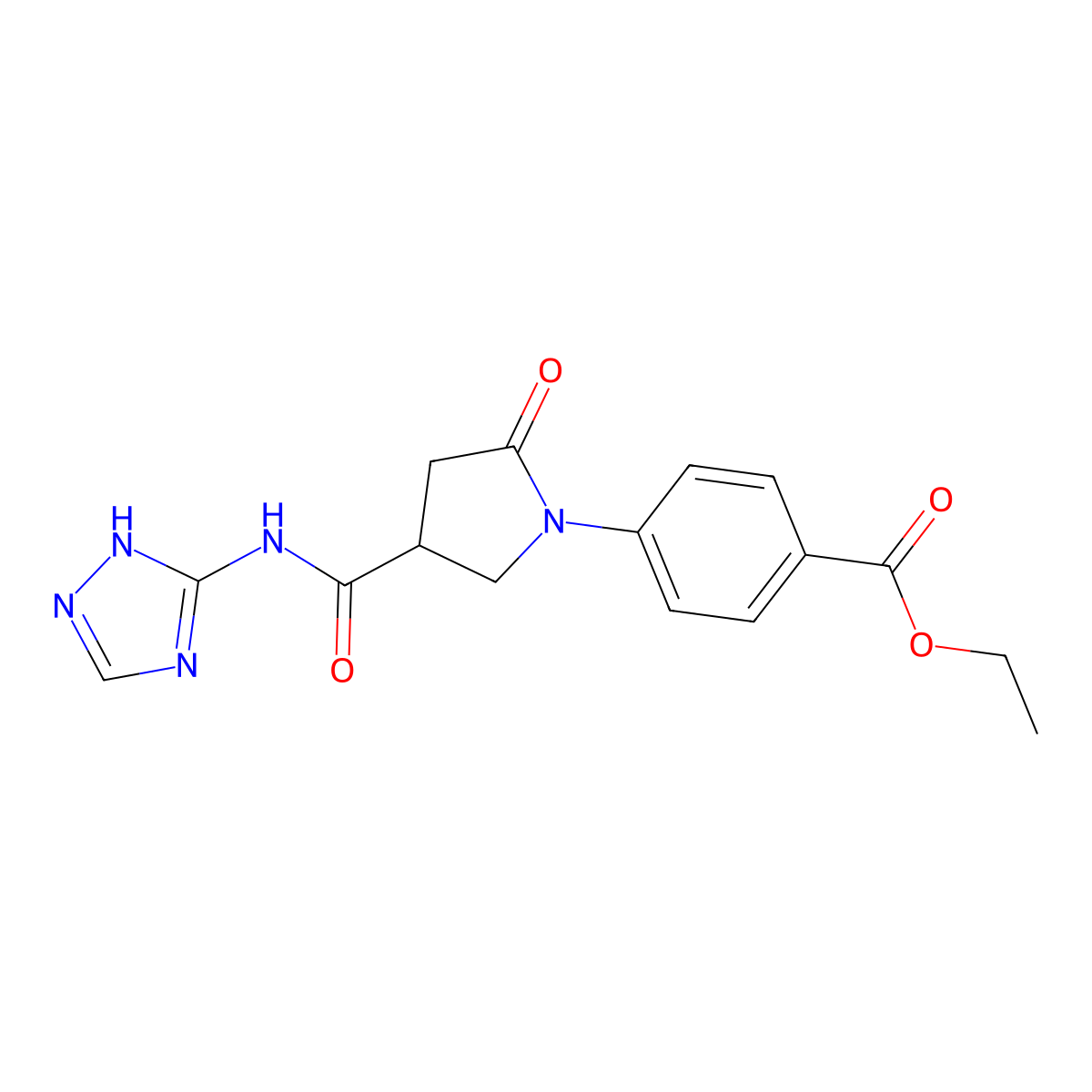 ethyl 4-[2-oxo-4-(4H-1,2,4-triazol-3-ylcarbamoyl)pyrrolidin-1-yl]benzoate molecular structure, CAS 1081147-97-8
