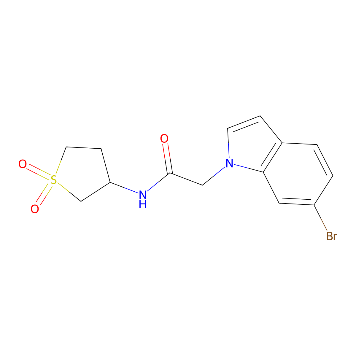 2-(6-bromo-1H-indol-1-yl)-N-(1,1-dioxidotetrahydrothiophen-3-yl)acetamide molecular structure, CAS 1081148-11-9