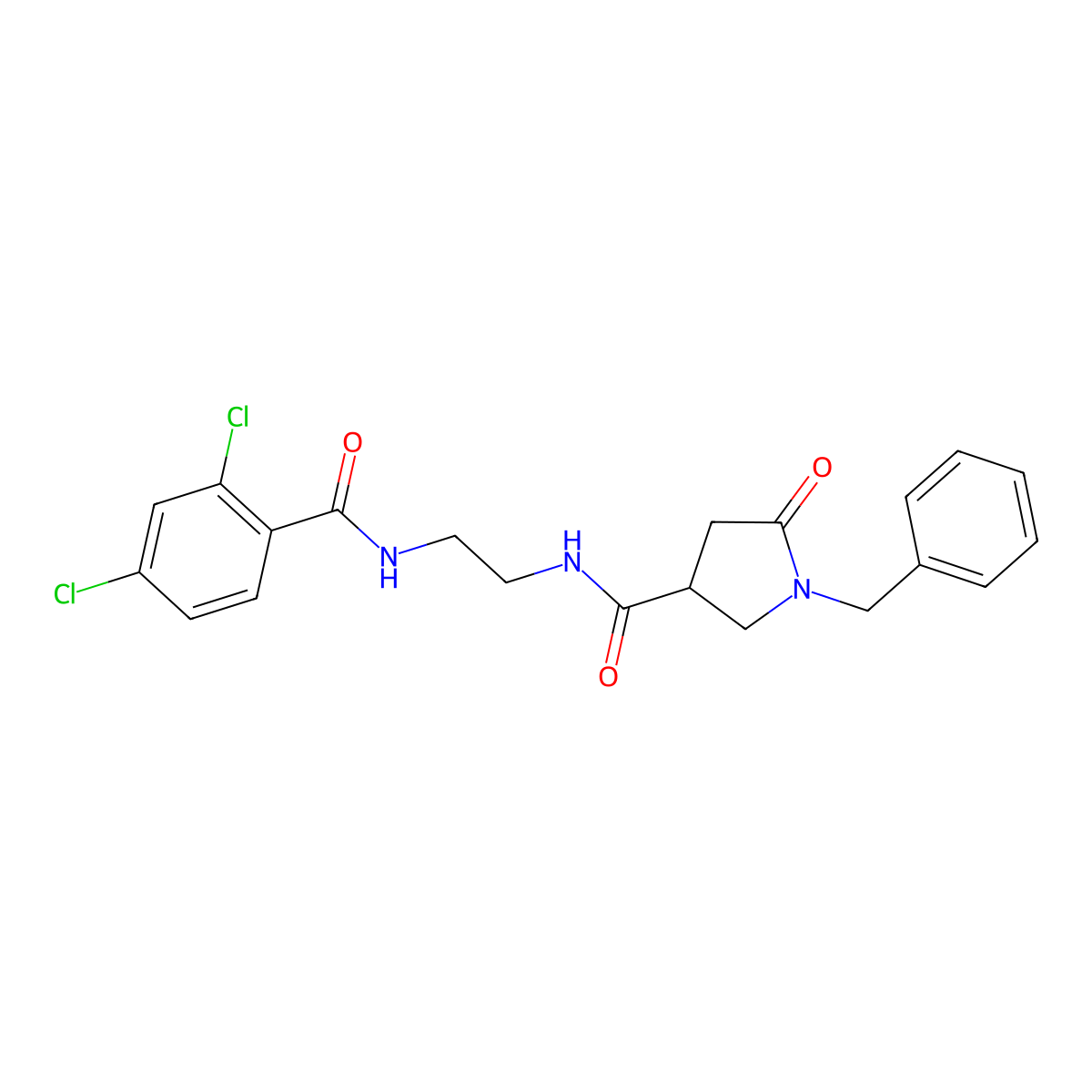 1-benzyl-N-(2-{[(2,4-dichlorophenyl)carbonyl]amino}ethyl)-5-oxopyrrolidine-3-carboxamide molecular structure, CAS 1081148-17-5