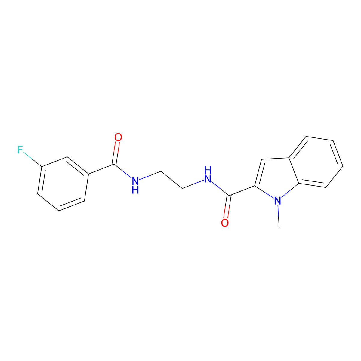 N-(2-{[(3-fluorophenyl)carbonyl]amino}ethyl)-1-methyl-1H-indole-2-carboxamide molecular structure, CAS 1081148-23-3