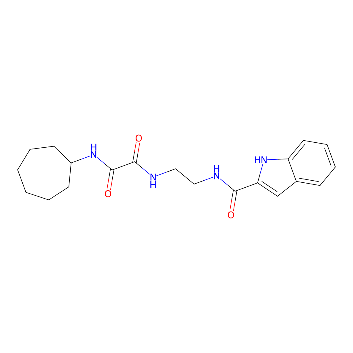 N-cycloheptyl-N'-{2-[(1H-indol-2-ylcarbonyl)amino]ethyl}ethanediamide molecular structure, CAS 1081148-40-4