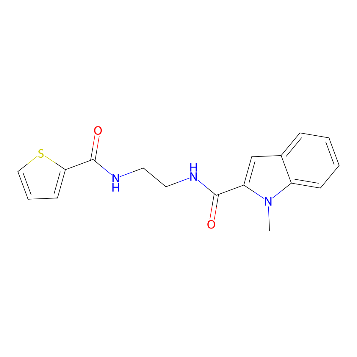 1-methyl-N-{2-[(thiophen-2-ylcarbonyl)amino]ethyl}-1H-indole-2-carboxamide molecular structure, CAS 1081148-42-6