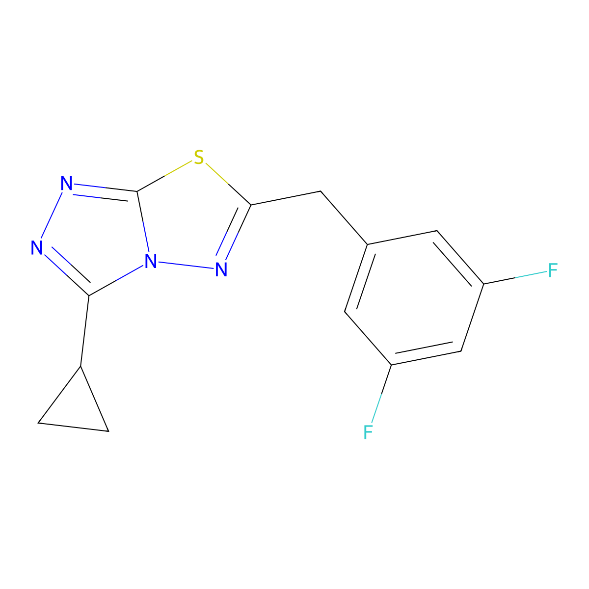 3-Cyclopropyl-6-[(3,5-difluorophenyl)methyl]-[1,2,4]triazolo[3,4-b][1,3,4]thiadiazole molecular structure, CAS 1081148-60-8