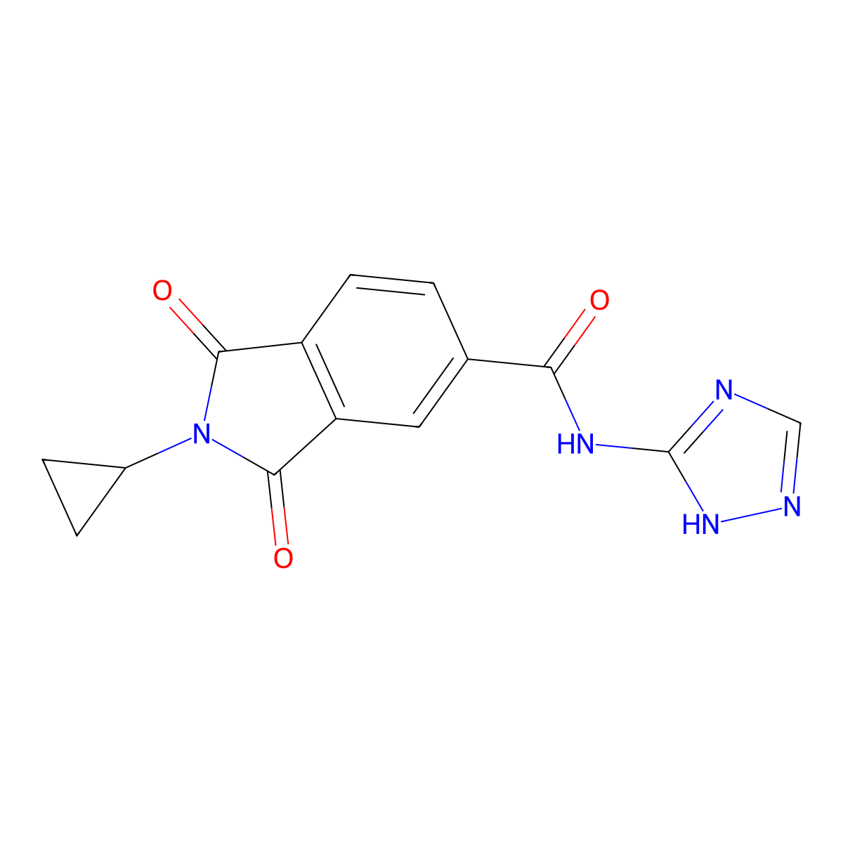2-cyclopropyl-1,3-dioxo-N-(4H-1,2,4-triazol-3-yl)-2,3-dihydro-1H-isoindole-5-carboxamide molecular structure, CAS 1081148-65-3