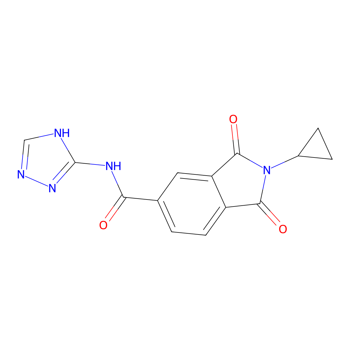 2-cyclopropyl-1,3-dioxo-N-(4H-1,2,4-triazol-3-yl)-2,3-dihydro-1H-isoindole-5-carboxamide molecular structure, CAS 1081148-65-3