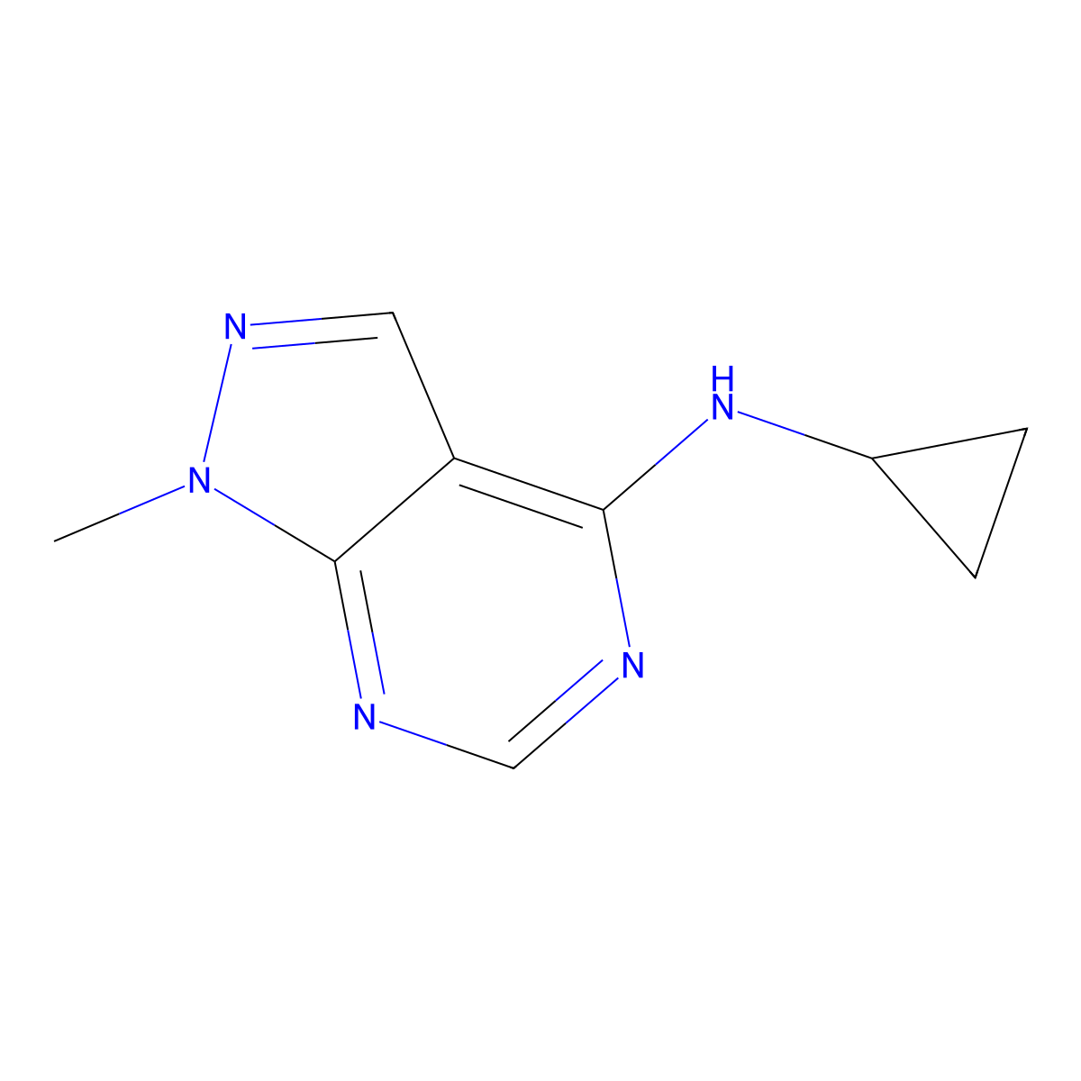 N-cyclopropyl-1-methyl-1H-pyrazolo[3,4-d]pyrimidin-4-amine molecular structure, CAS 1081148-67-5