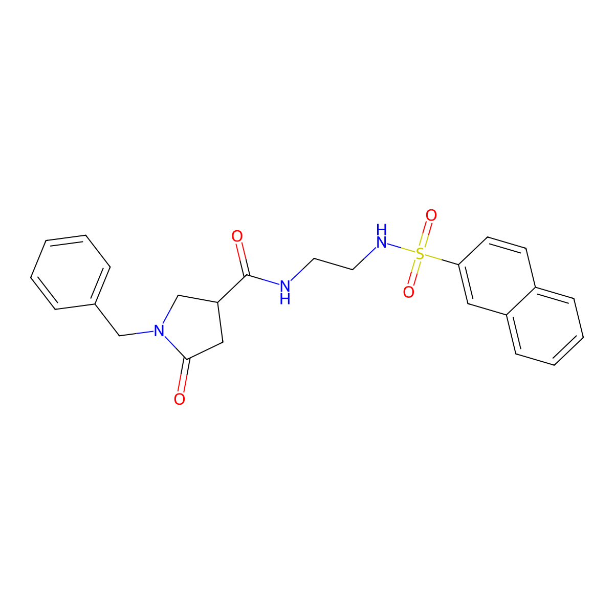 1-benzyl-N-{2-[(naphthalen-2-ylsulfonyl)amino]ethyl}-5-oxopyrrolidine-3-carboxamide molecular structure, CAS 1081148-73-3