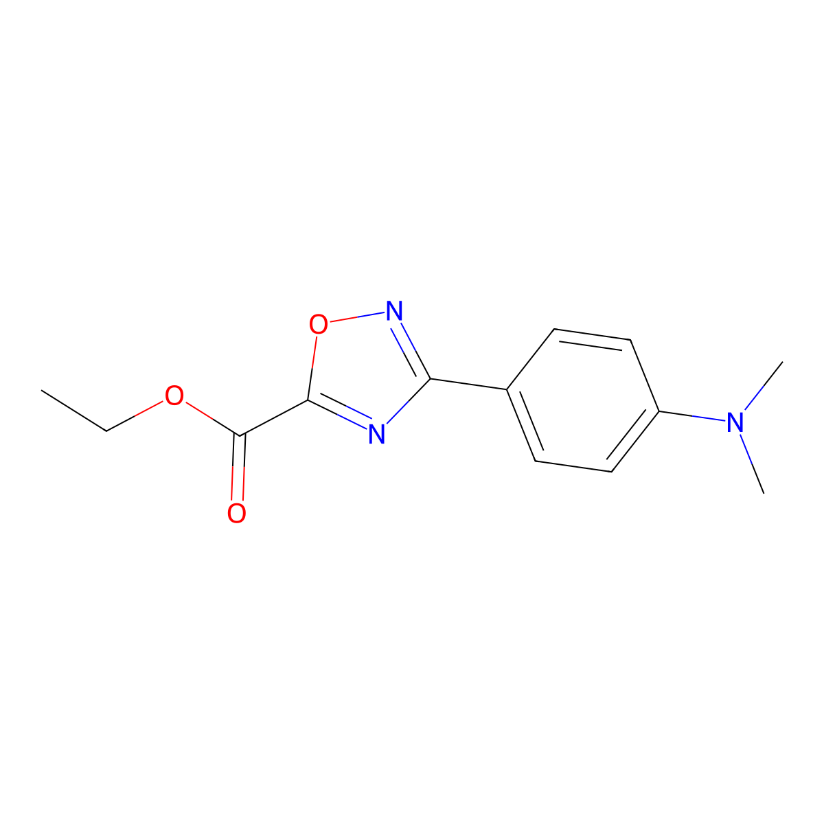 Ethyl 3-(4-(dimethylamino)phenyl)-1,2,4-oxadiazole-5-carboxylate molecular structure, CAS 1081148-89-1
