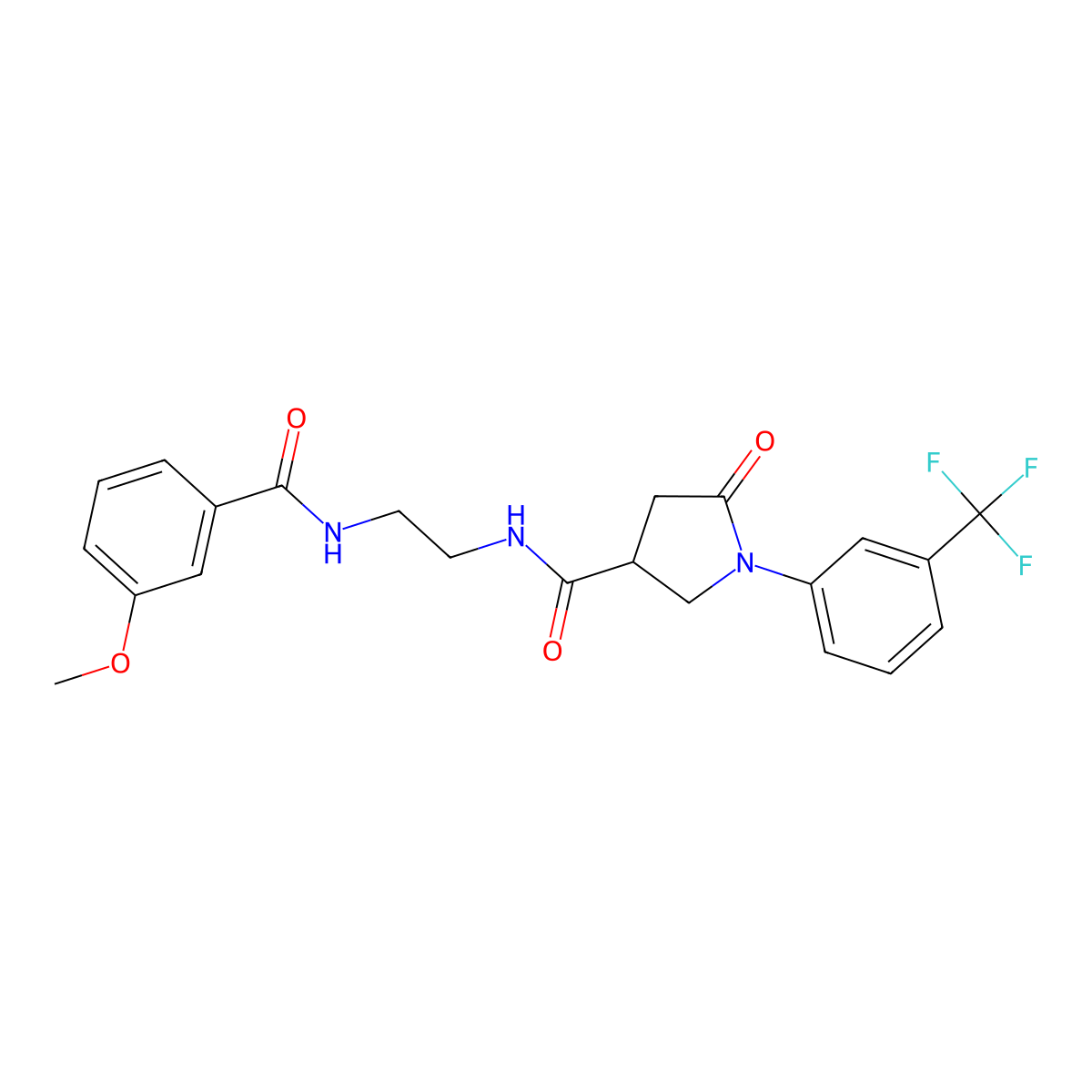 N-(2-{[(3-methoxyphenyl)carbonyl]amino}ethyl)-5-oxo-1-[3-(trifluoromethyl)phenyl]pyrrolidine-3-carboxamide molecular structure, CAS 1081148-90-4