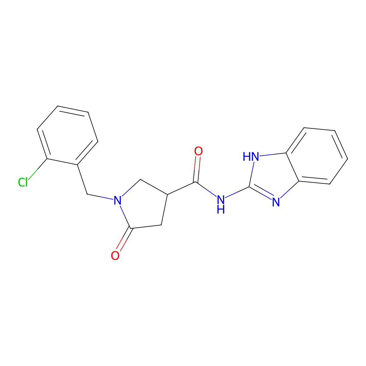 1-(2-chlorobenzyl)-N-(1,3-dihydro-2H-benzimidazol-2-ylidene)-5-oxopyrrolidine-3-carboxamide molecular structure, CAS 1081149-02-1