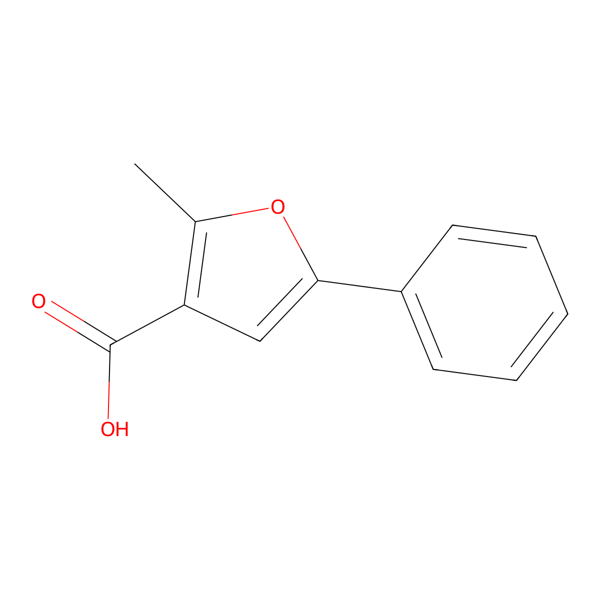 2-Methyl-5-phenylfuran-3-carboxylic acid molecular structure, CAS 108124-17-0