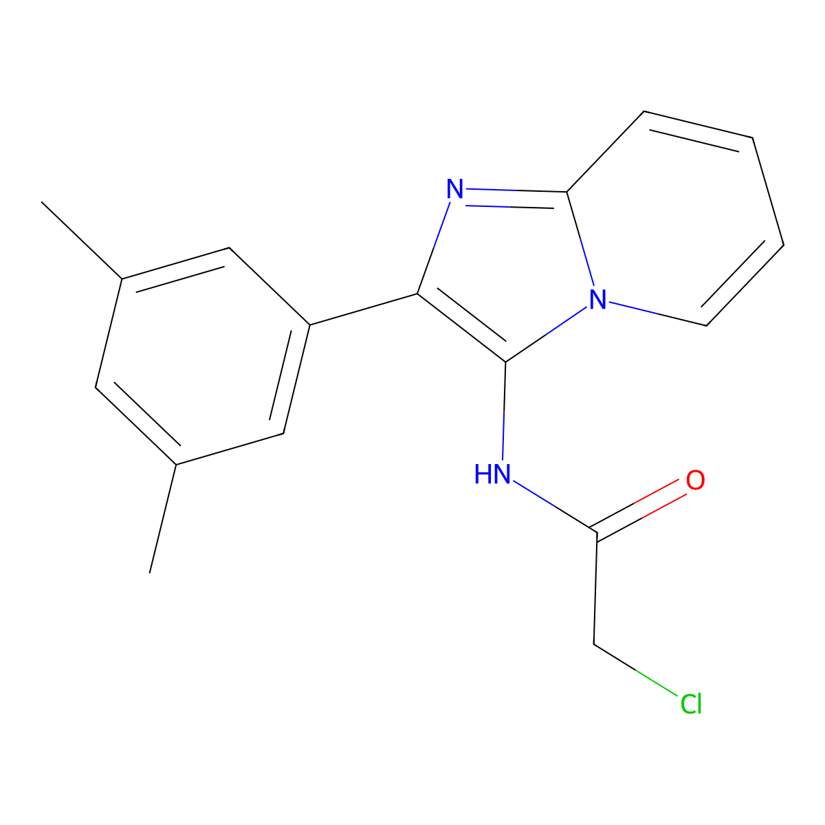 2-chloro-N-[2-(3,5-dimethylphenyl)imidazo[1,2-a]pyridin-3-yl]acetamide molecular structure, CAS 1081284-13-0