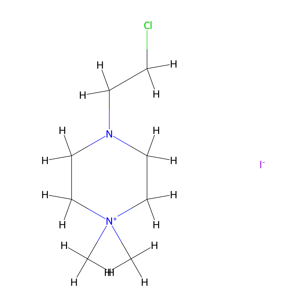 4-(2-Chloroethyl)-1,1-dimethylpiperazin-1-ium iodide molecular structure, CAS 108131-10-8