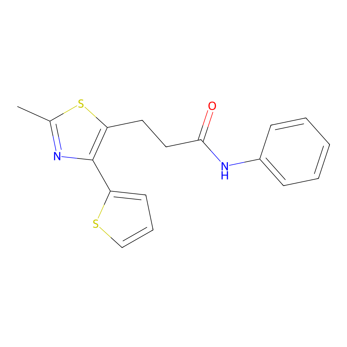 3-(2-methyl-4-(thiophen-2-yl)thiazol-5-yl)-N-phenylpropanamide molecular structure, CAS 1081314-87-5