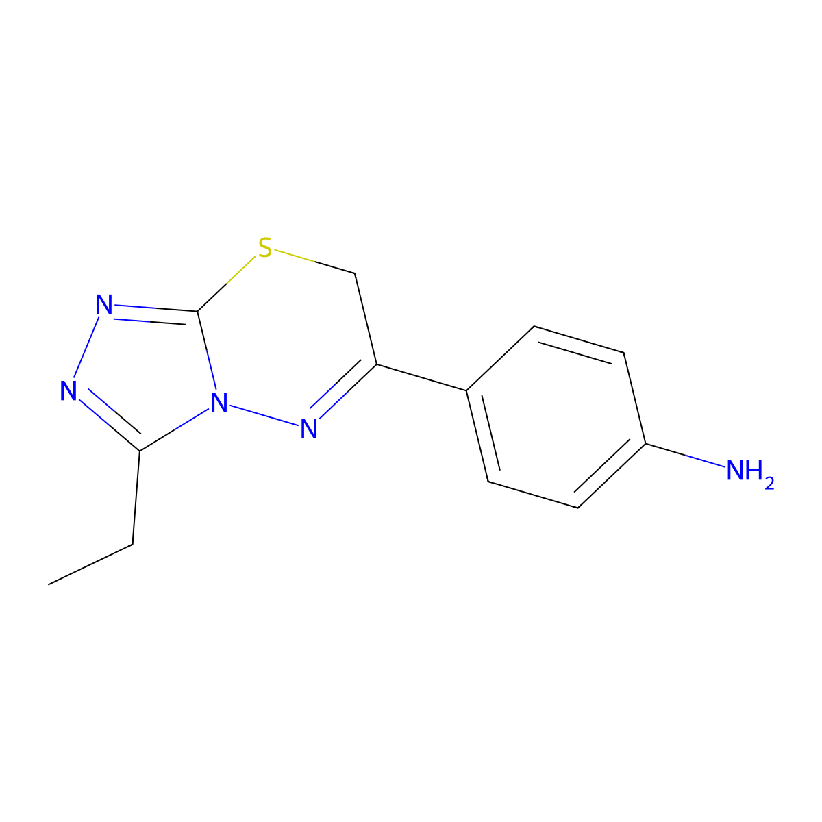 4-{3-ethyl-7H-[1,2,4]triazolo[3,4-b][1,3,4]thiadiazin-6-yl}aniline molecular structure, CAS 1081315-79-8