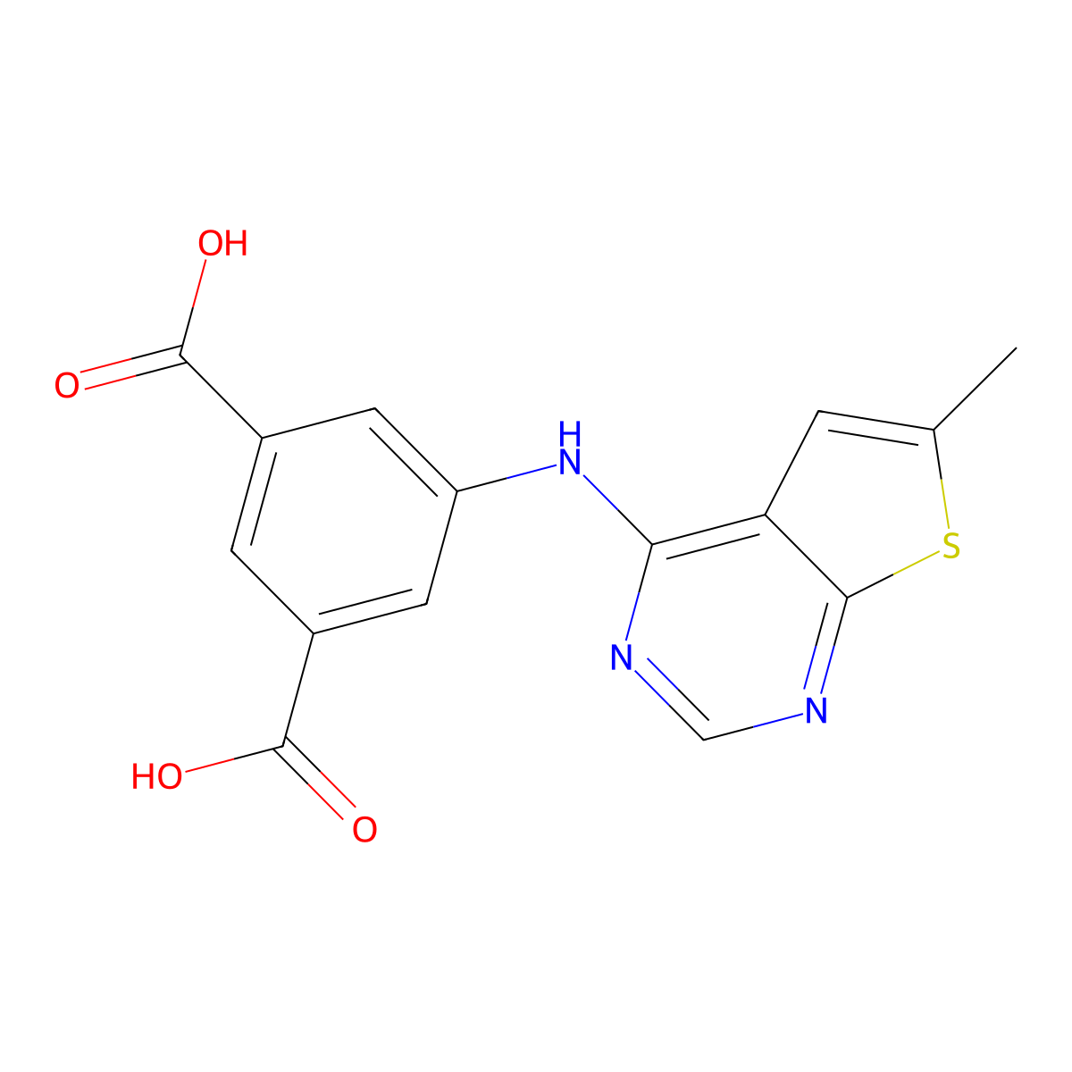 5-((6-Methylthieno[2,3-d]pyrimidin-4-yl)amino)isophthalic acid molecular structure, CAS 1081316-05-3