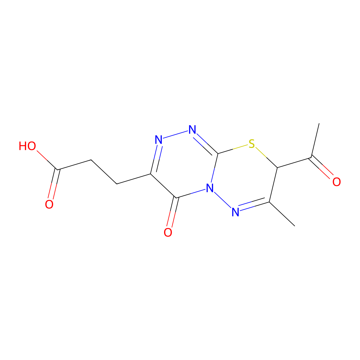 3-{8-acetyl-7-methyl-4-oxo-4H,8H-[1,2,4]triazino[3,4-b][1,3,4]thiadiazin-3-yl}propanoic acid molecular structure, CAS 1081317-32-9