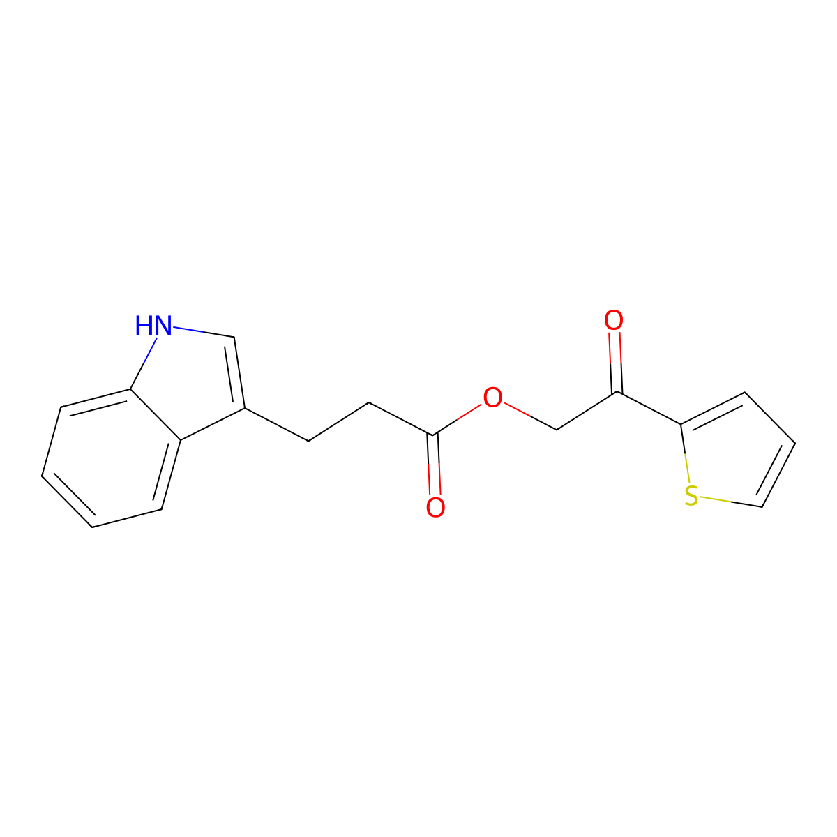 2-oxo-2-(thiophen-2-yl)ethyl 3-(1H-indol-3-yl)propanoate molecular structure, CAS 1081317-33-0
