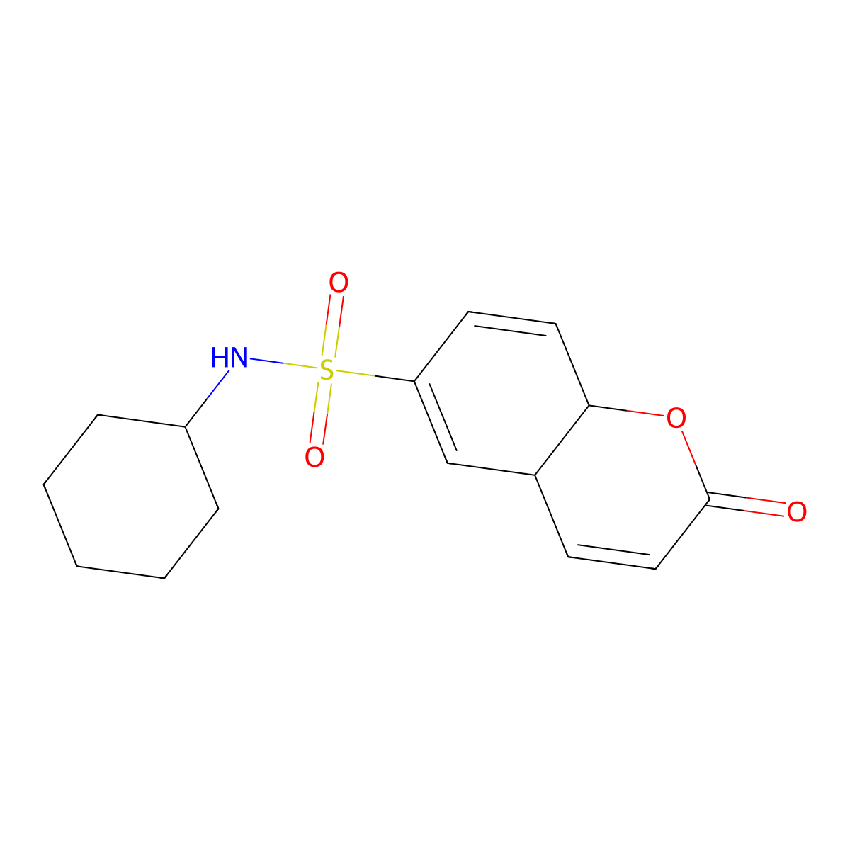6-[(cyclohexylamino)sulfonyl]-8aH-4a-hydrochromen-2-one molecular structure, CAS 1081317-47-6