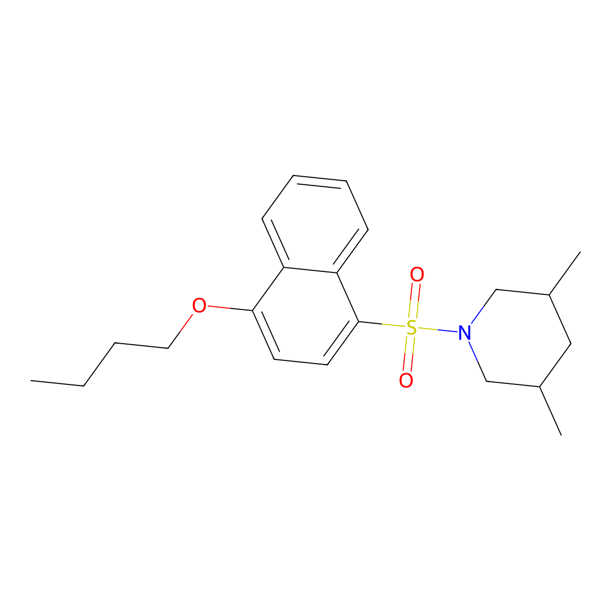 1-[(4-Butoxynaphthyl)sulfonyl]-3,5-dimethylpiperidine molecular structure, CAS 1081318-28-6