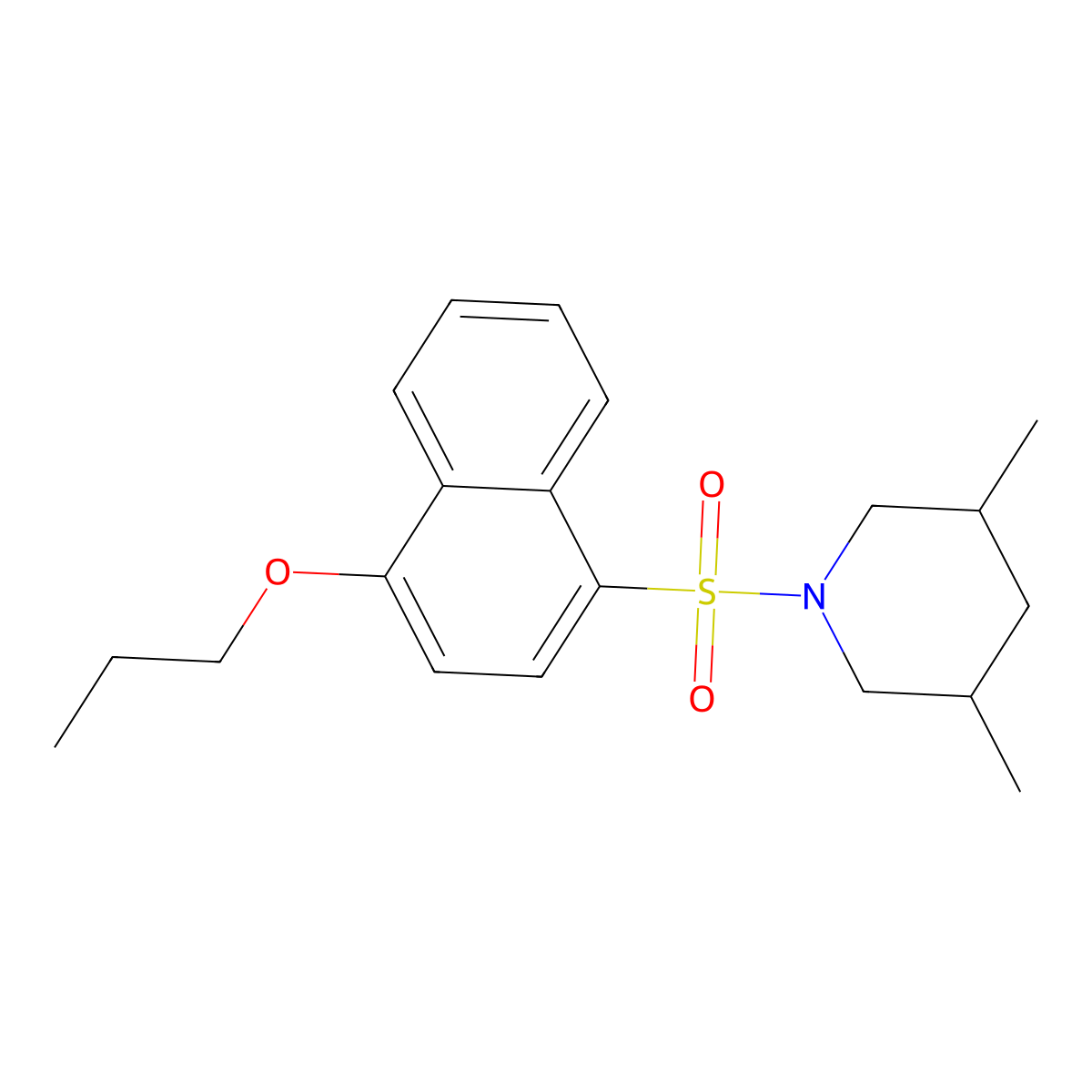 3,5-Dimethyl-1-[(4-propoxynaphthyl)sulfonyl]piperidine molecular structure, CAS 1081318-36-6